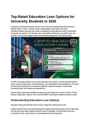 Top Rated Education Loan Options For University Students In 2026