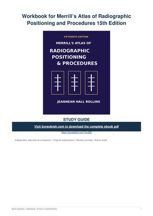 Workbook for Merrill’s Atlas of Radiographic Positioning and Procedures, 15th Edition pdf