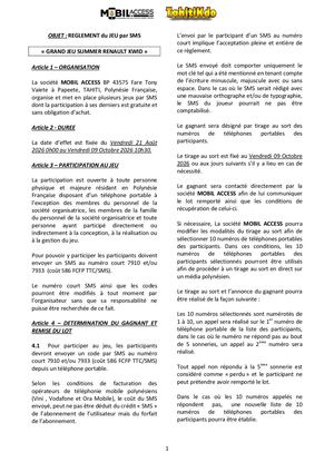Reglement Mobil Acess Grand Jeu Summer Renault Kwid