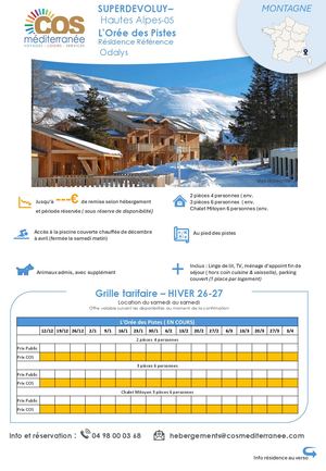 Superdevoluy / Résidence L'orée des Pistes Odalys / Saison HIVER 2026-2027