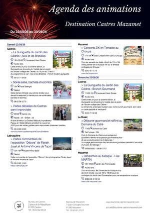 Agenda Des Animations Destination Castres Mazamet Du 22 Au 30 Aout 2026