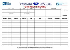 [TRS] Formation incendie - Formulaire d'inscription du personnel