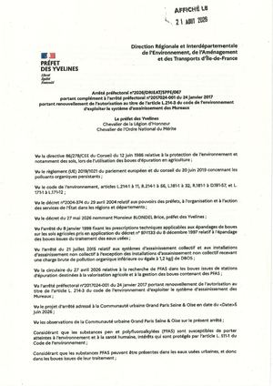 2026 Arrêté Préfectoral Des Yvelines Pfas