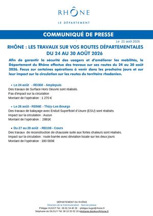 Opérations Routes Du 24 Au 30 Août 2026
