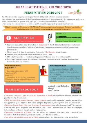 Bilan D'activités Du Cdi 2025 2026