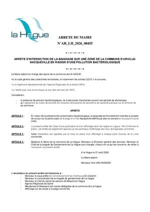 Arrêté Municipal Interdiction Baignade Urville Nacqueville Compressé