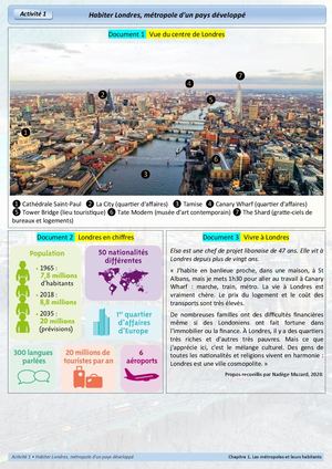 CG1 - Activité 1 - Habiter Londres, une métropole d'un pays développé