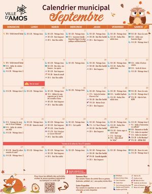 Calendrier d'activités - septembre 2026