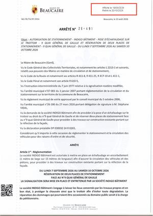 Fichier Parution Des Arrêtés N°26 491 à 26 494