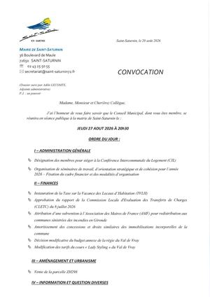 Convocation Cm 27 Août 2026