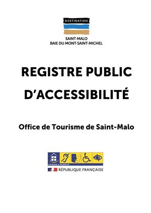 Registre Accessibilité Ot St Malo