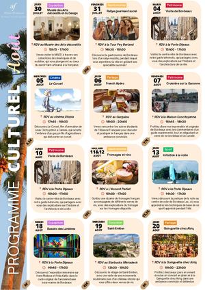 Programme culturel Août 2026