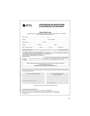Attestation De Restitution Bpce Car Lease