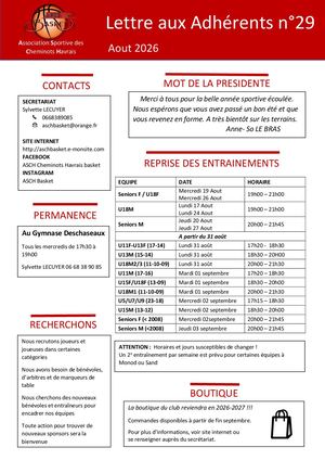 Lettre Aux Adhérents N°29 Asch