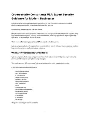 Cybersecurity Consultants Usa
