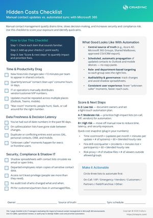 Hidden Costs Checklist: Manual Contact Updates vs. Automated Sync with Microsoft 365