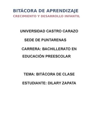 Bitacora Crecimiento Desarrollo Infantil Canva