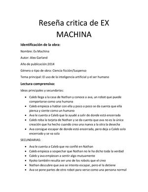 Reseña Critica De Ex Machina Jessica Jimenez