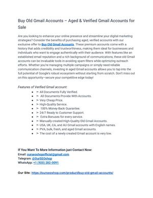 The Ultimate Guide to Buy Old Gmail Accounts with Full Verification & Instant Delivery (PDF)