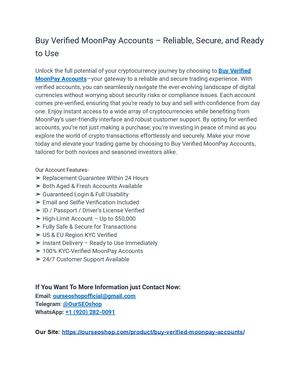 The Ultimate Guide to Buy Verified Moonpay Accounts with Full Verification & Instant Delivery (PDF)