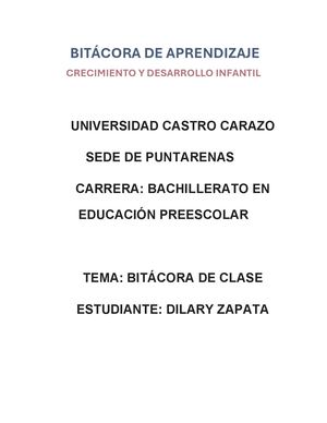 Bitacora Crecimiento Desarrollo Infantil Canva