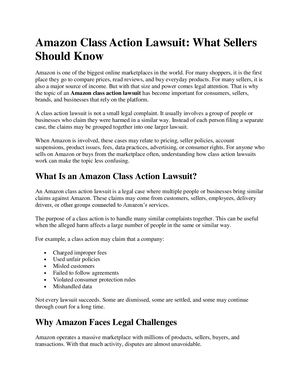 Amazon Class Action Lawsuit: What Sellers Should Know
