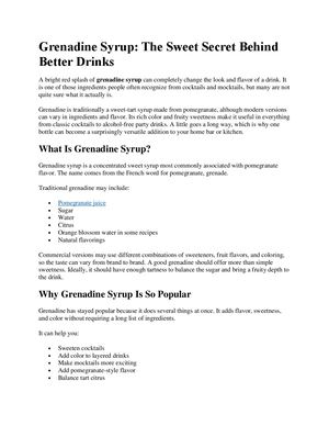 Grenadine Syrup, The Sweet Secret Behind Better Drinks