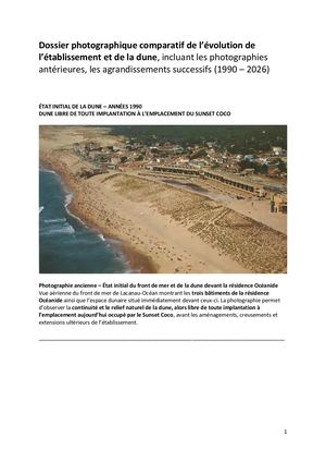 Dossier Photographique Comparatif De L’évolution De L’établissement Et De La Dune