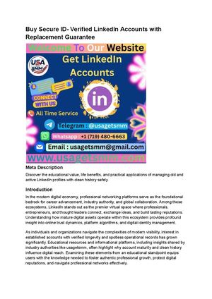 Buy Secure L D Verified Linked In Accounts With Replacement Guarantee
