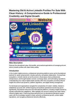 Mastering Old & Active Linked In Profiles For Sale With Clean History A Comprehensive Guide To Professional Credibility And Digital Growth