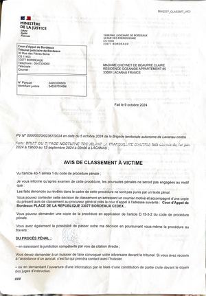 Classement Sans Suite Plainte