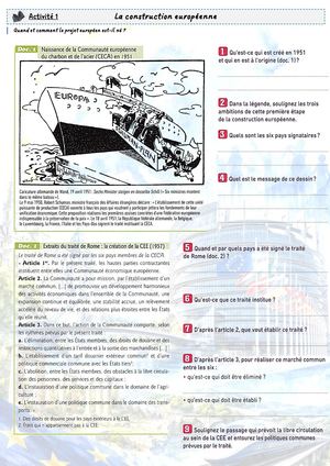CH7 - 3e - Activité 1 - La construction européenne
