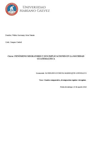 Migración regular e irregular, cuadro comparativo