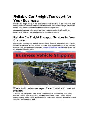 Reliable Car Freight Transport for Businesses | US Car-Go
