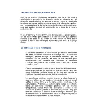Lectoescritura Y Desarrollo Inicial