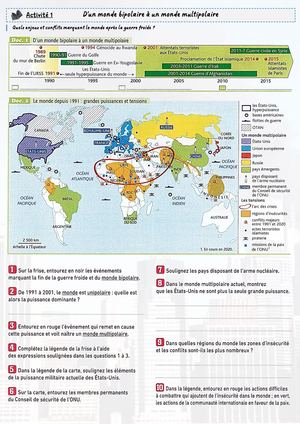 CH8 - 3e - Activité 1 - D'un monde bipolaire à un monde multipolaire