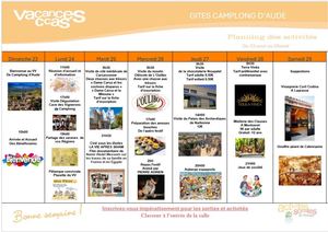 Planning Du 23 Au 29 Aout