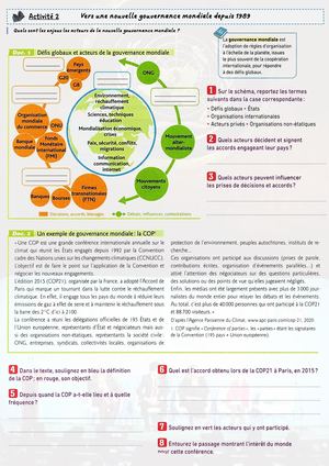 CH8 - 3e - Activité 2 Vers une nouvelle gouvernance mondiale depuis 1989