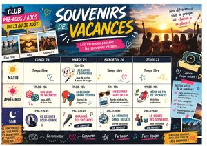 Programme Ados Du 23 Au 27 Oaût 2026