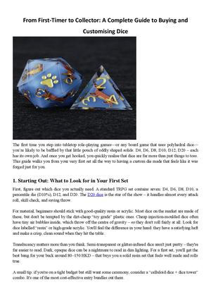 Dice Selection Guide