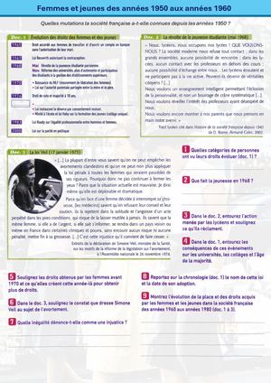 CH11 - 3e - Activité 1 - Femmes et jeunes des années 1950 à 1960