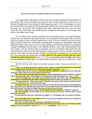 2025.10.27 - The Word of God at the feast of the devout Parascheva