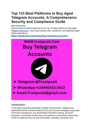 Top 133 Best Platforms To Buy Aged Telegram Accounts
