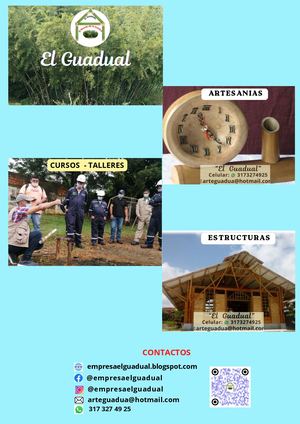 Construccion con guadua, casas, y artesanias. Cursos de guadua