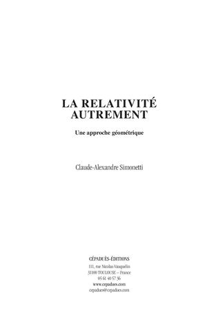 Extrait 2317 La relativité autrement. Une approche géométrique
