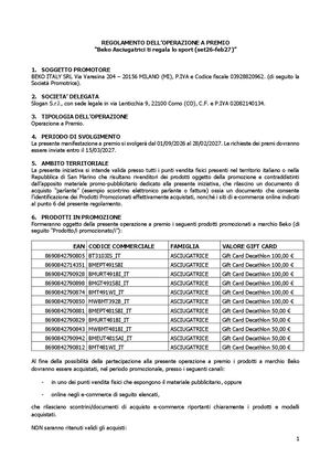 Regolamento Op Beko Asciugatrici Ti Regala Lo Sport (Set26 Feb27) Def
