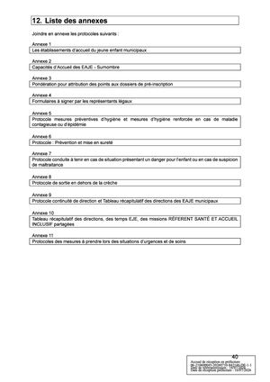 Liste des Annexes 2026