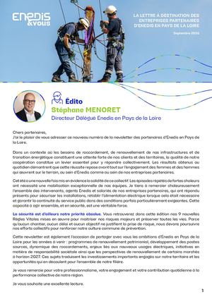 Lettres Aux Entreprises Partenaires - Enedis en Pays de la Loire - Septembre 2026