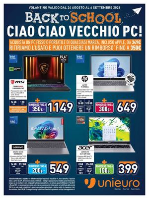 Volantino Unieuro Dal 24 Agosto Al 06 Settembre 2026