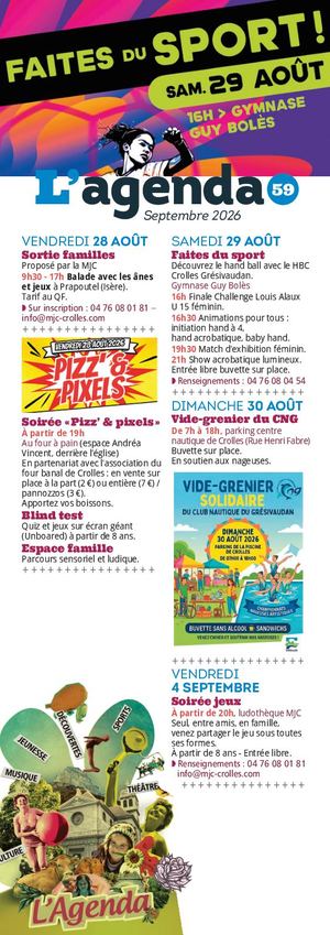 SEPTEMBRE 2026 - AGENDA